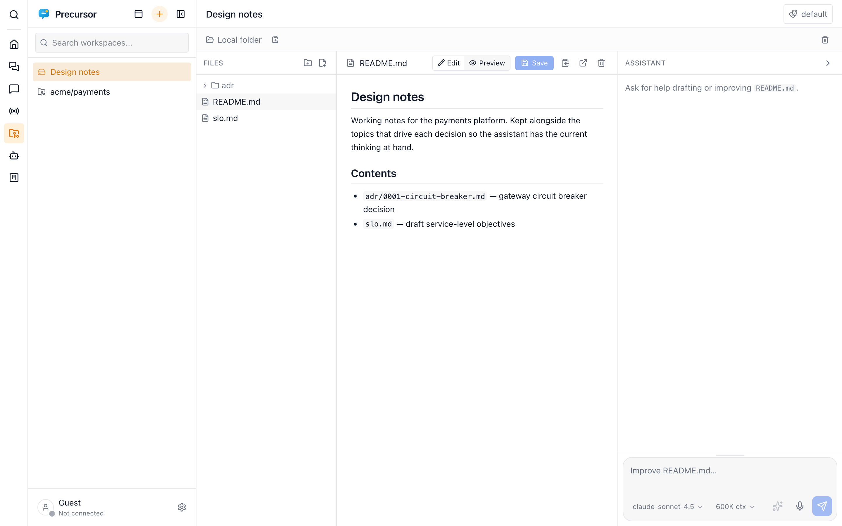 A file tree on the left and a file's contents with a git diff on the right